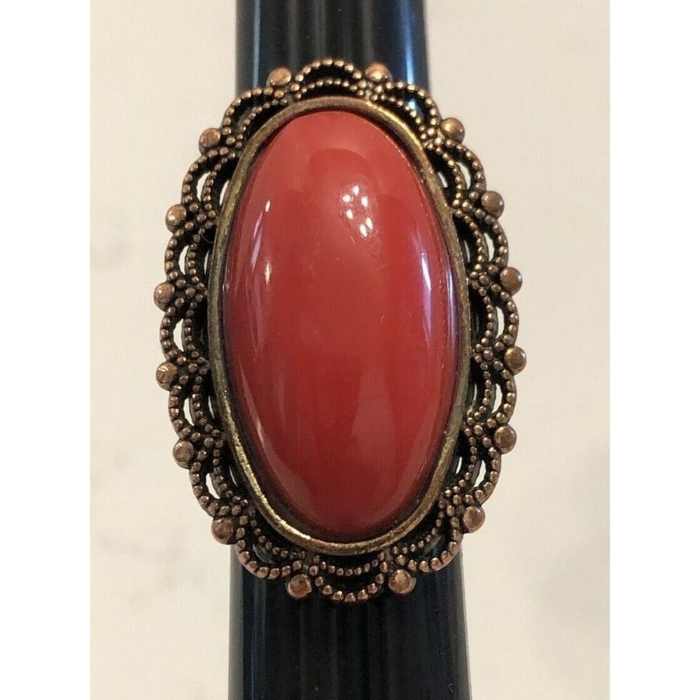 Unique Large Copper Tone Extra Large Oval Cabochon Ring Boho Chic‎ Cottage Fairy